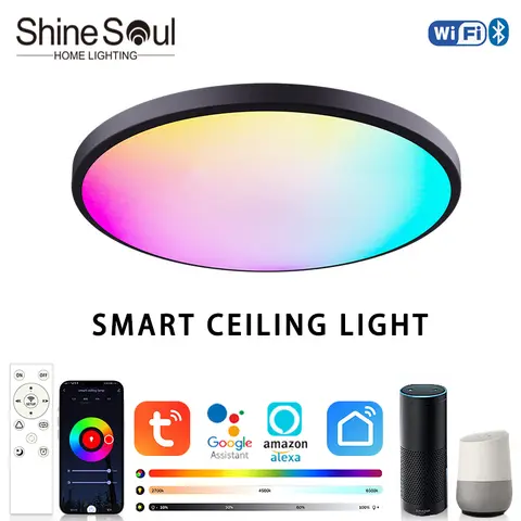 38cm RGB Smart LED Ceiling Light Dimmable Tuya APP Remote Alexa Google Voice Control Living Room Bedroom Home Decor Ceiling Lamp