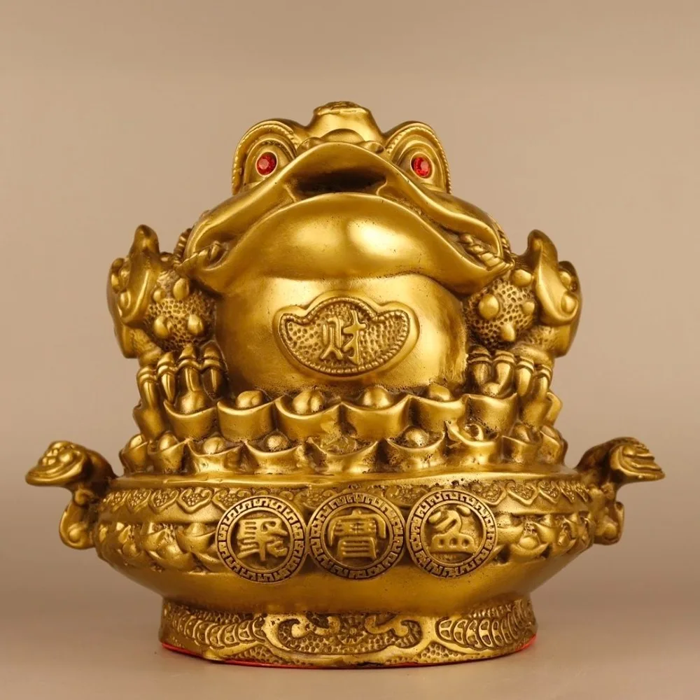 Ruyi Seven-Star Treasure Basin Golden Toad Ornament: Three-Legged Toad Gift for Living Room and Office Decor