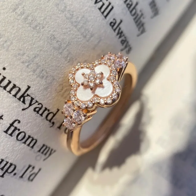 Moda natural concha pedra flor anel ajustável feminino personalizado anel de aço inoxidável jóias acessórios presente por atacado