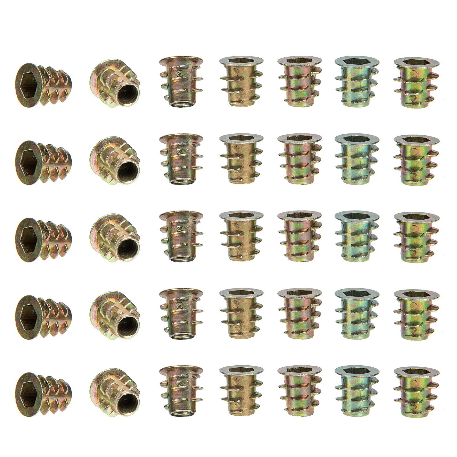 

100pcs Nut Zinc Alloy Hex Socket Screw- Hard Solid Wood Furniture Threaded Inserts Wood Bolt Connectors Durable