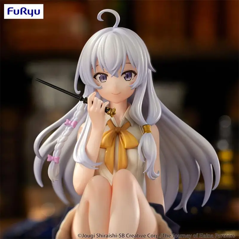 13cm Genuine FuRyu Wandering Witch: The Journey of Elaina Elaina Nendoroid Sitting posture Anime Action Figure Model Toys Gift