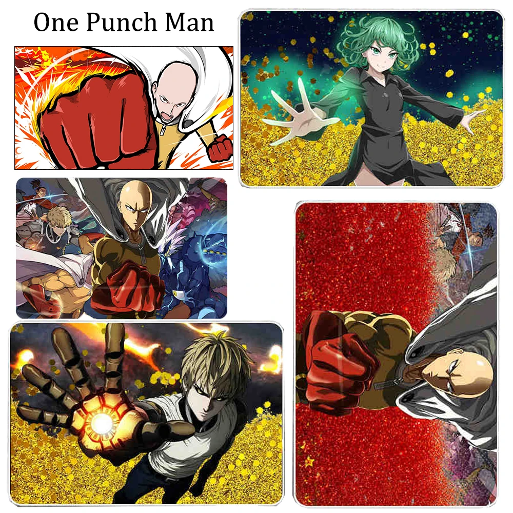 One Punch Man DIY Tatsumaki Genos Saitama Gold Red Quicksand Collection Card Bricks Christmas Birthday Present Acrylic