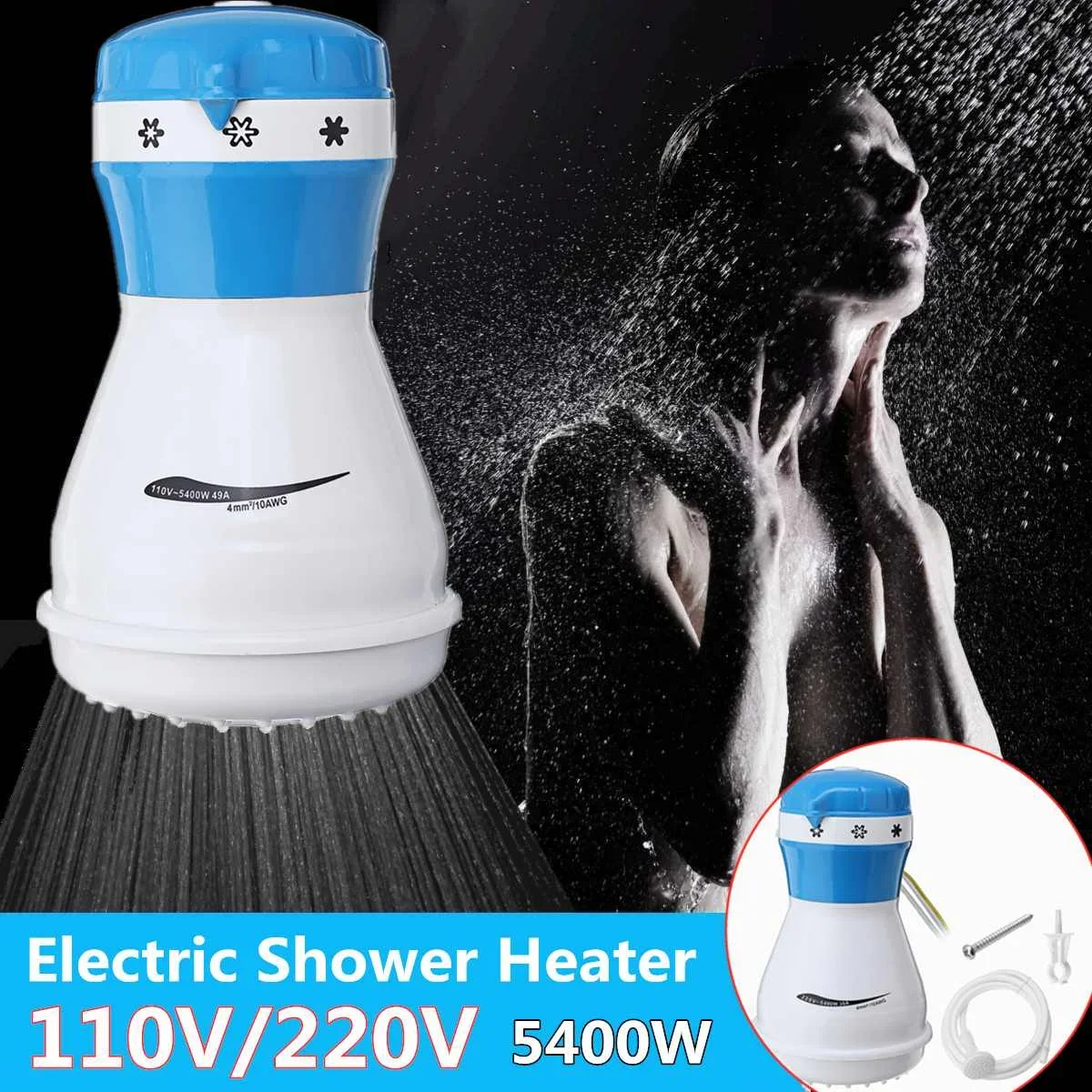 New 5400W 110V/220V Mini Electric Shower Heater Instant Hot Faucet Bathroom Water Heating Instantaneous Water Heater for Bath