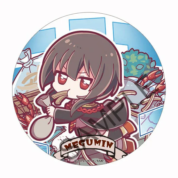 58MM Metal Colorful Darkness Megumin Costumes Badge Aqua Satou Kazuma Luxury Accessories Trendy Simplicity Items Special Use