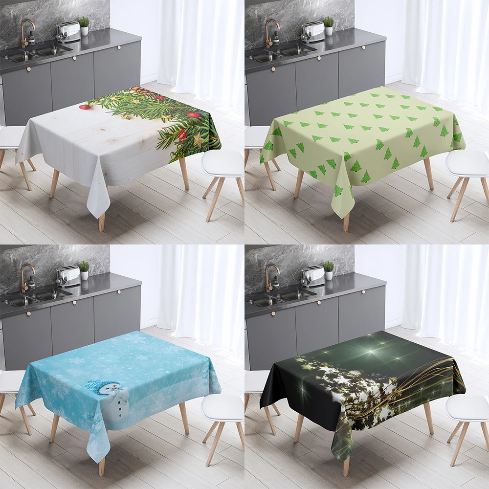 Christmas themed printed tablecloth for home decoration rectangular gathering  anti fouling  dust cover