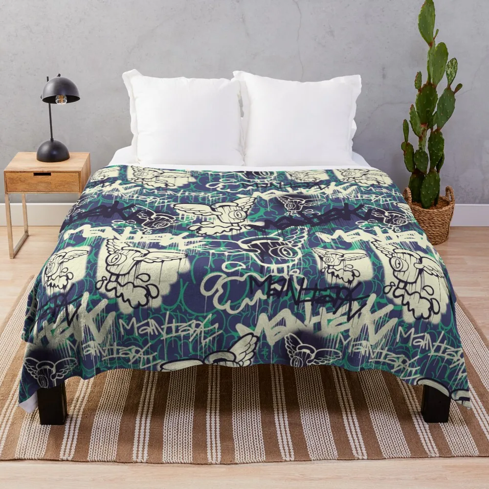 

Maniak Spray Cap Angel Patterned Print Throw Blanket Warm Flannel Blanket for Couch Chair Bedroom