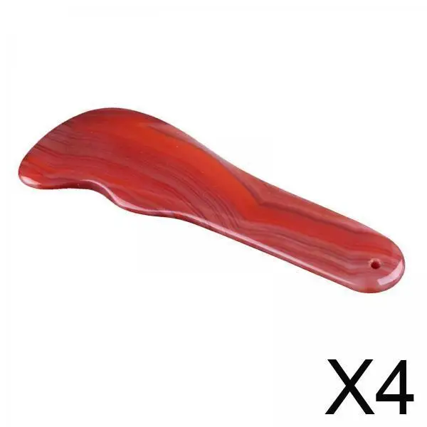 

4 красных нефритовых валика Гуа Ша, скребковый массажный инструмент для лица, форма 04