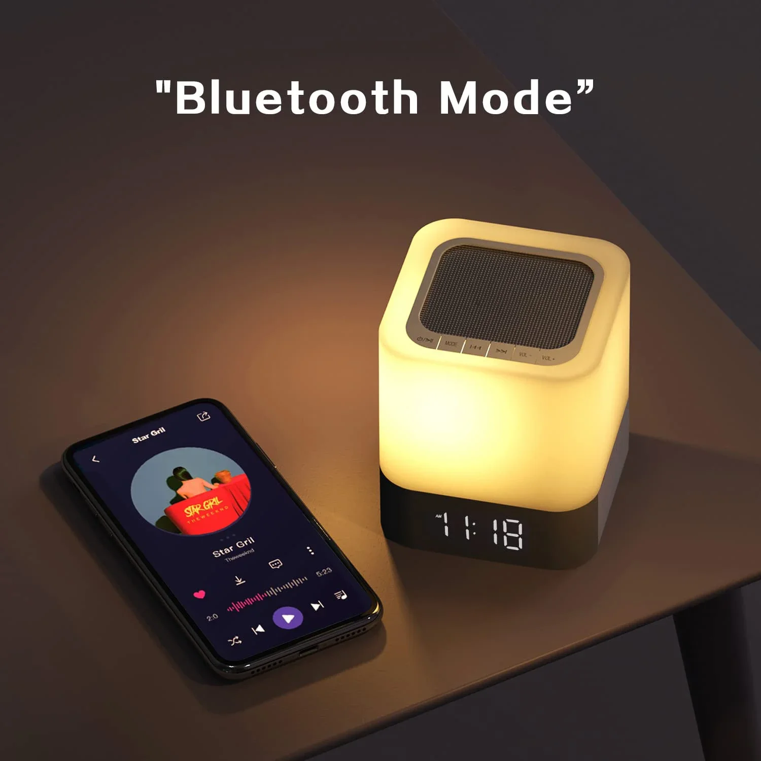 Color Changing Bluetooth Speaker Night Lights Digital Alarm Clock Touch Sensor Bedside Lamp MP3 Player Gift for Girls Boys