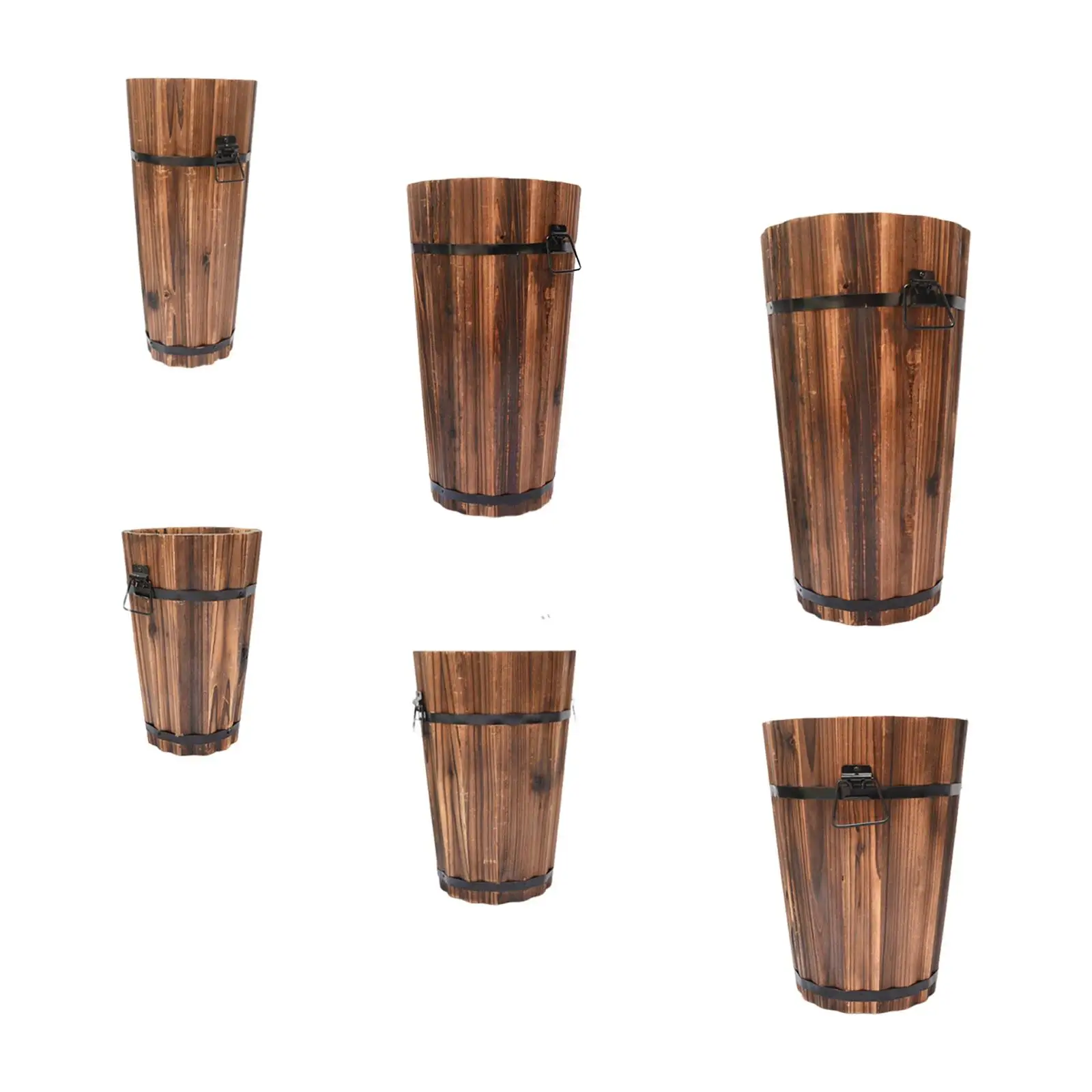 Wooden Barrel Planter for Indoor Outdoor Container Rustic Patio Planter