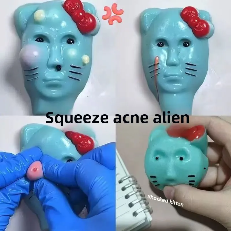 Kreatives Internet Celebrity Alien Squeeze Toy – Lustiges, von Menschen gesichtiges Puppenspielzeug, Cartoon-Stressabbau-Spielzeug, Figet-Spielzeug-Set, Geschenk für Kinder