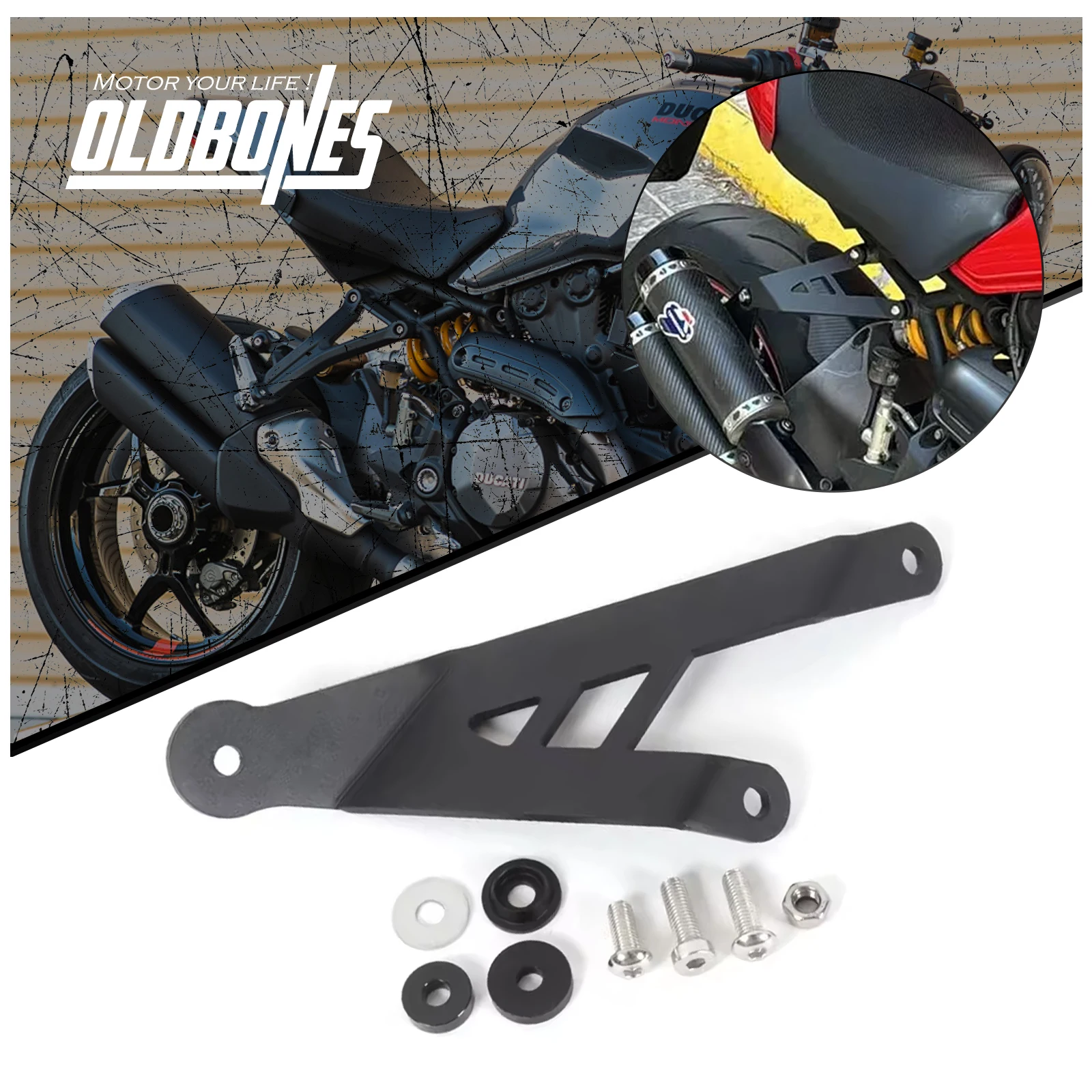 Suspensión de escape de aluminio para motocicleta, soporte de silenciador para DUCATI MONSTER 1200/S 2017-2021/1200R 16-19/ MONSTER 821 2018 2019