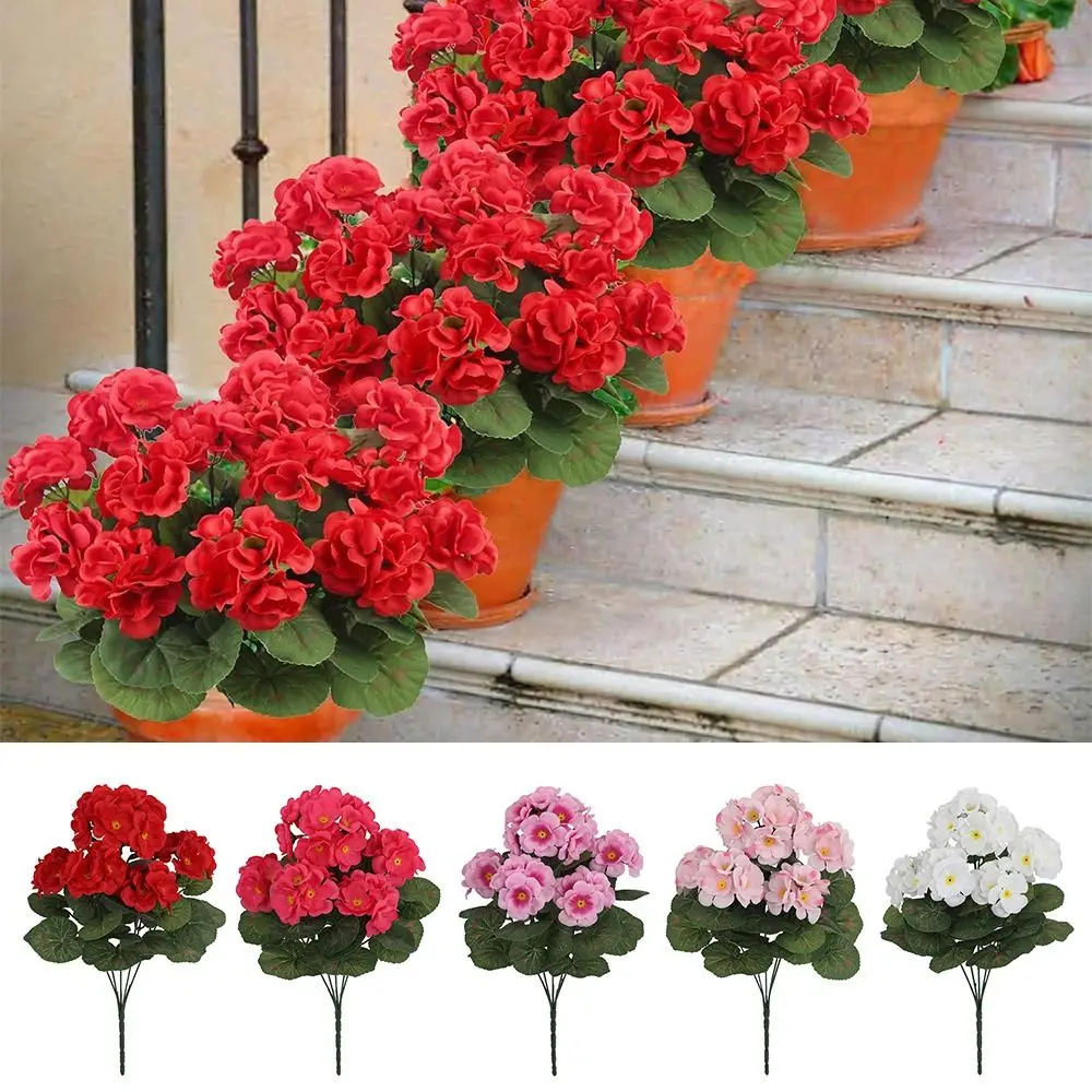 Flor Artificial de Begonia Multicolor, Pétalos de Seda, Adorno de Escritorio, Simulación de Flor de Geranio, Corona DIY, Accesorios para Fotos