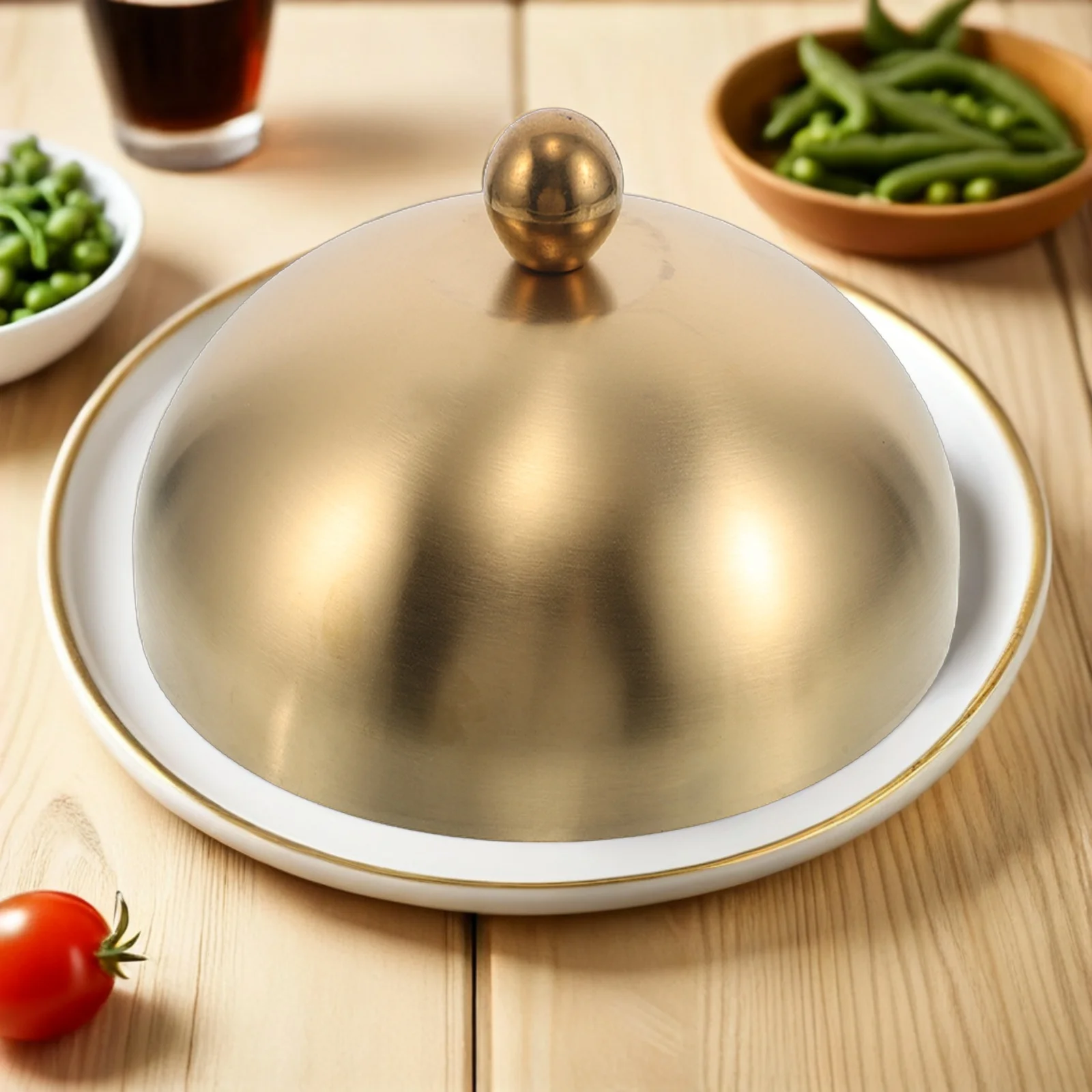 

Stainless Steel 20Cm Cheese Melting Dome Gold Round Basting Cover Steam Lid for Kitchen Griddle Flat Bbq Accessories