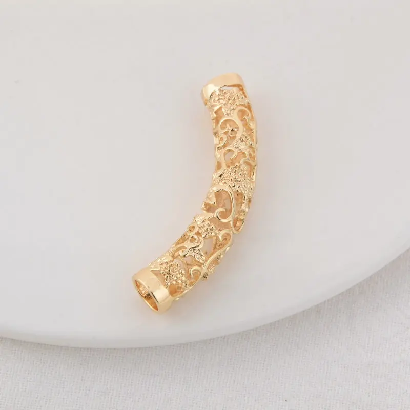 7.8x45.5MM 14K placcato Color oro nuvola di ottone curvo tubo Charms pendenti connettore braccialetto risultati di alta qualità