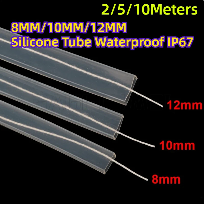 2m/5m/10Meters 8mm 10mm 12mm Silicon Tube Caps IP67 for SMD 5050 3528 3014 Ws2801 Ws2811 Ws2812b Waterproof Led Strip Light