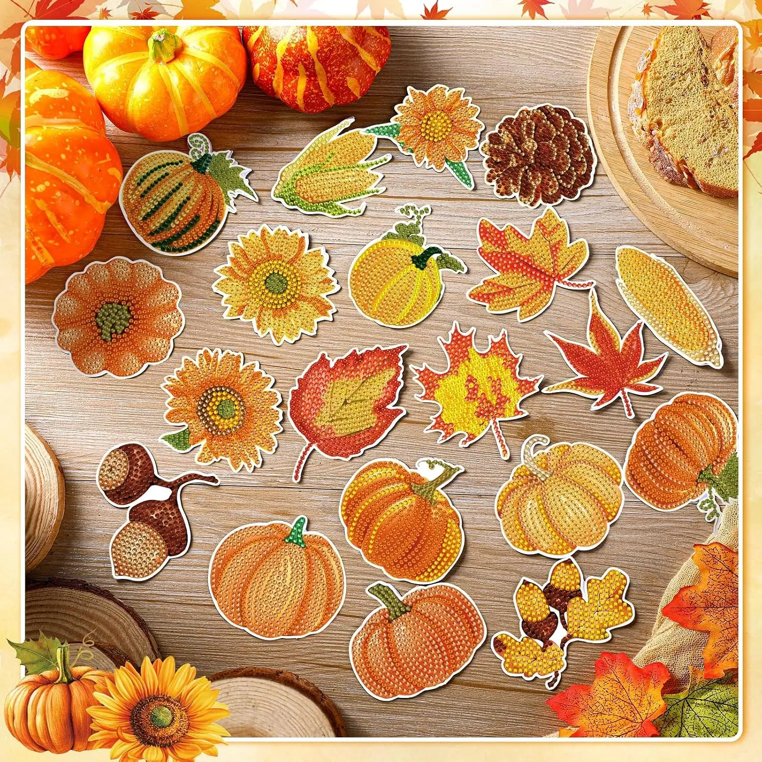 Copkim 30 Pcs Fall Diamond Art Magnet Kits 3.15 Inch Maple Leaves Diamond Painting Magnets for Adults, Fade-resistant PVC, for Fridges Lockers Cars DIY Home Decors