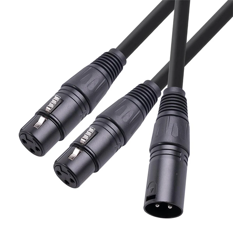 50cm XLR Splitter Cable, Male to Dual Female Y‑Splitter 3Pin Balanced Foil Braided Shielded Audio Cord For Microphone