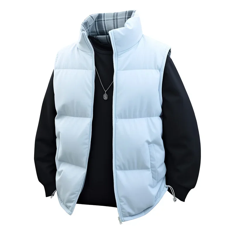 

Double-Sided Wear Stand Collar Men's Vest Casual Loose Simple Warmth Trendy Outerwear Autumn Winter Coat Men Clothing