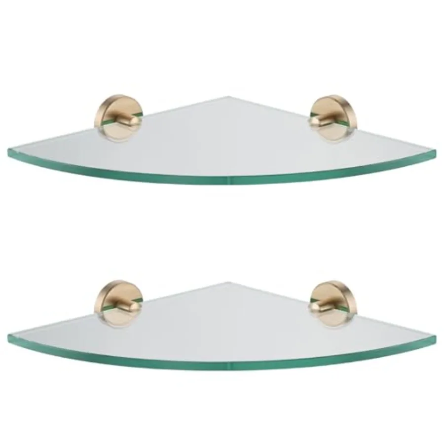 

Угловая стеклянная полка для ванной из нержавеющей стали 304, треугольная настенная полка для душа, 10 x 10, закаленное стекло TGS190L10-CB-P2