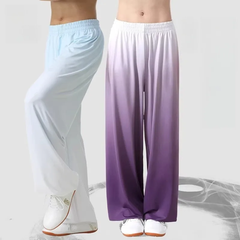 

Унисекс брюки для тайцзи и кунг-фу с эластичными манжетами, свободные брюки из дышащей ткани для занятий боевыми искусствами и йогой для мужчин и женщин