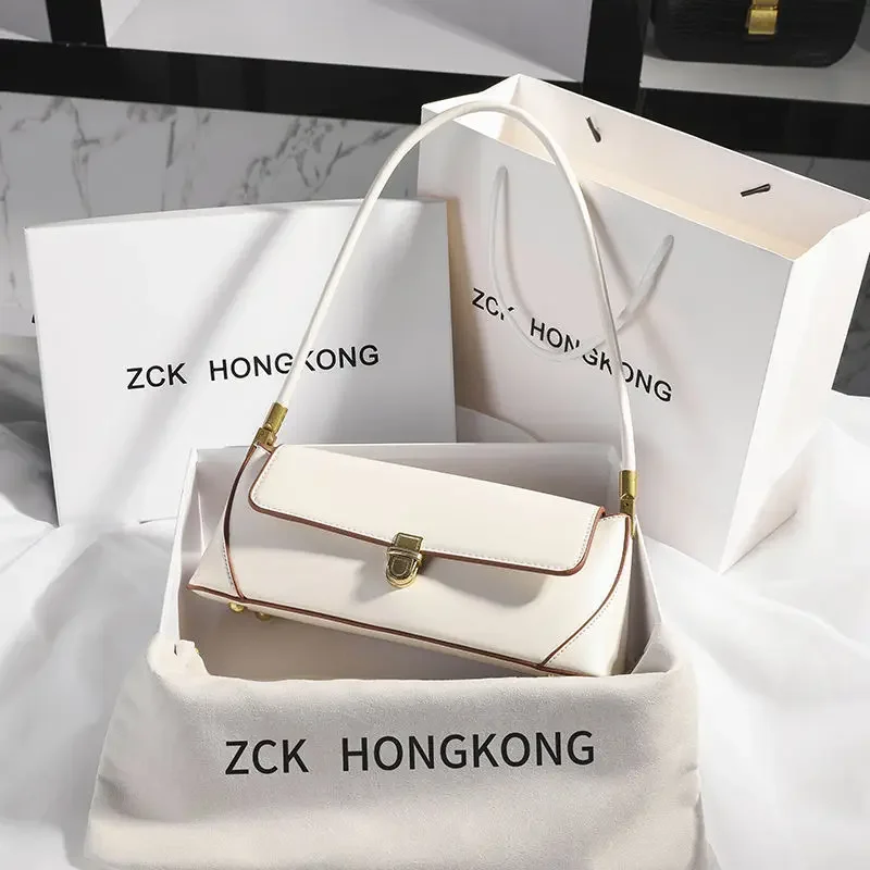 

Сумка подмышки в стиле ретро, нишевый дизайн, высококачественная однотонная портативная женская сумка на одно плечо из натуральной кожи, универсальная весенне-летняя сумка