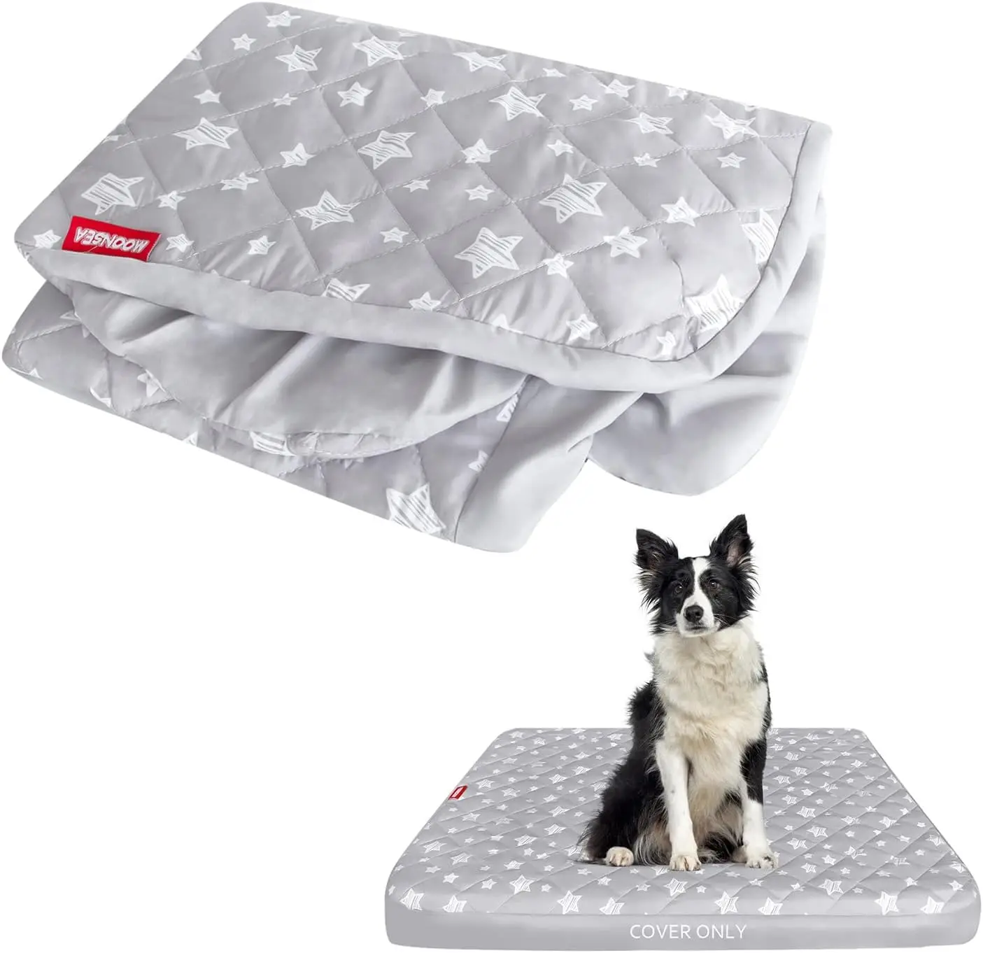 

Waterproof Dog Bed Covers Replacement Washable Pet Hair Easy To Remove, Noisel Quilted Puppy Pet Bed Cover Lovely Grey Star