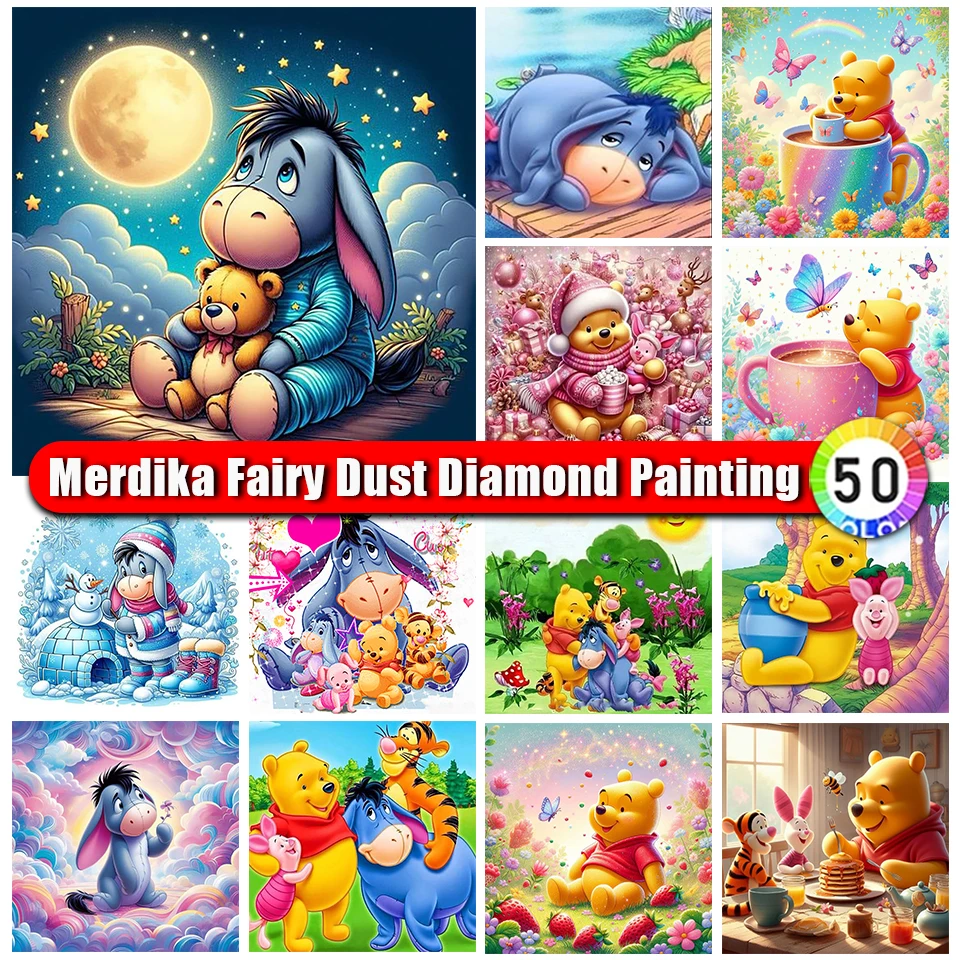 

Picture Size Fairy Dust Diamond Painting Disney Winnie The Pooh Rhinestones Diamond Embroidery Animal Picture DIY Home Decor