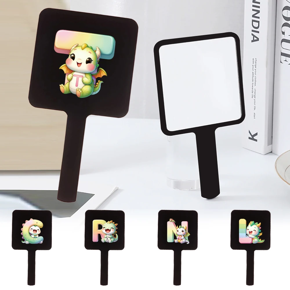 

Portable Makeup Mirror with Handle Lightweight Beauty Tools Suitable for Women Cartoon Animal Initial Name 26 Letters Pattern