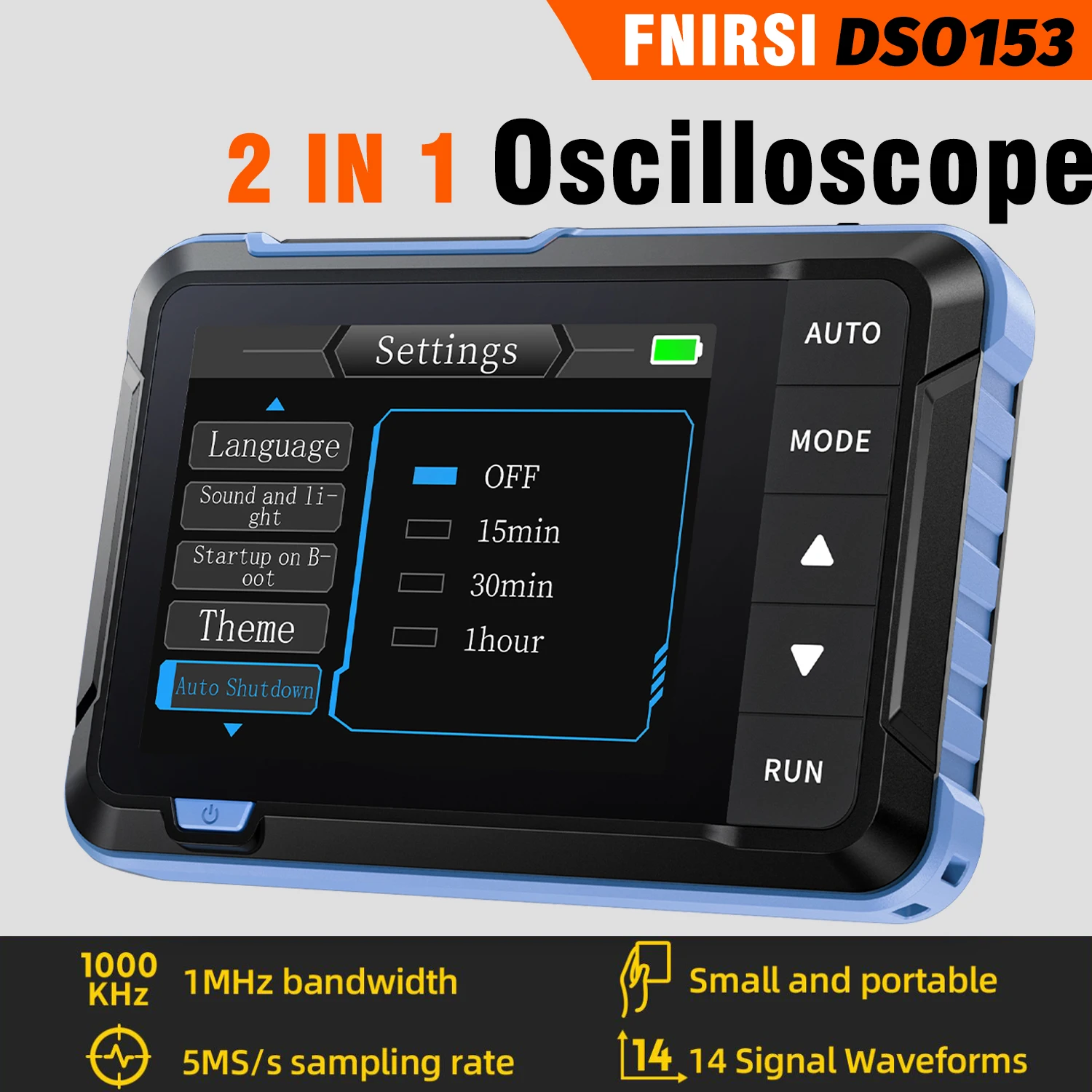 FNIRSI DSO153 Digital Portable Oscilloscope Signal Generator 2in1 1MHz Bandwidth 5MSa/s Sampling Rate Electronics Repair Tools