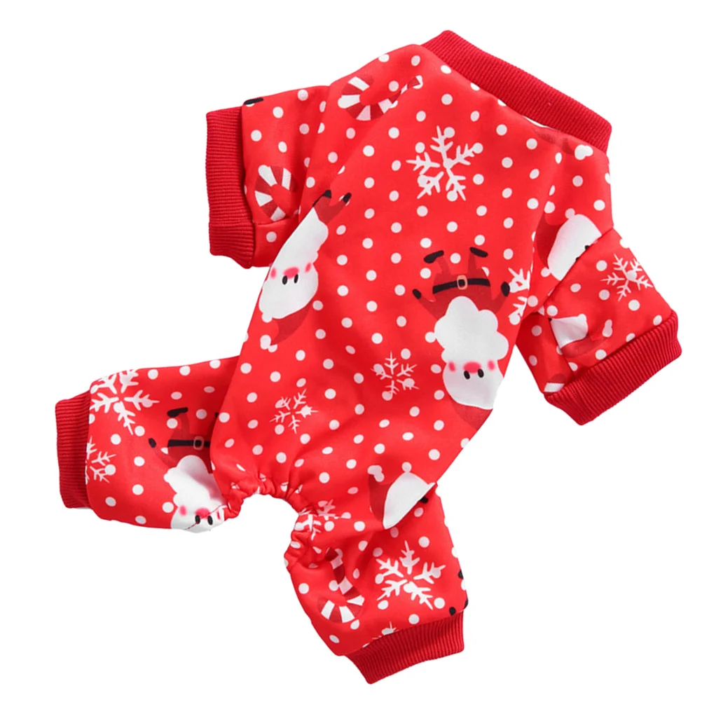 

1Pcs Dog Clothes Christmas Santa Snowflake Pattern Warm Coat for Autumn Winter Pet Jumpsuit Party Costume Red Size M