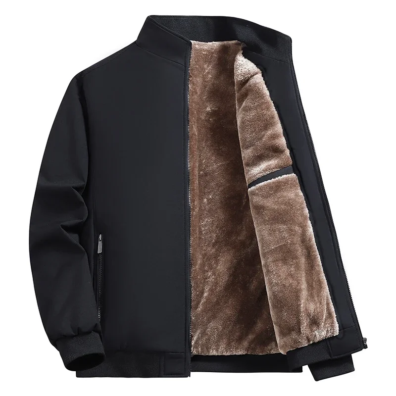 8XL صوف مبطن عمال سترة رجال الأعمال سترات رجالي شتاء أفخم الدافئة الوقوف طوق سميكة مكافحة الباردة القطن معطف الرجال #6