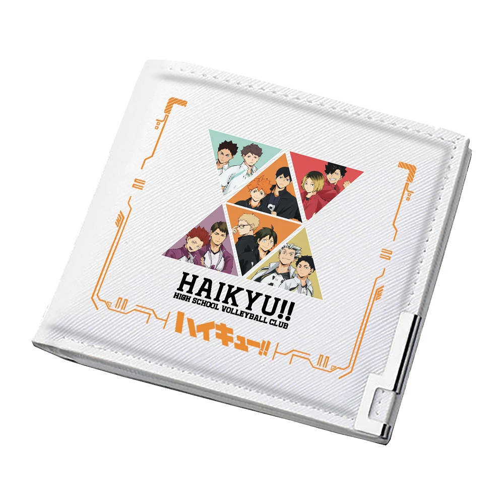 هايكيو!! Karasuno VBC أنيمي قصيرة محفظة بولي Cartoon الجلود الكرتون المحافظ الأبيض حاملي بطاقات الهوية للجنسين المال حقيبة الفتيات حقيبة صغيرة مخلب #3