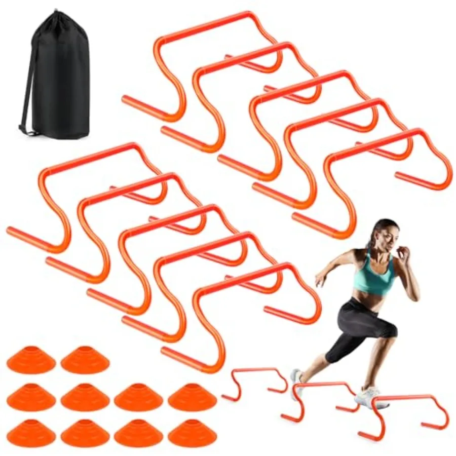

Agility Hurdles Training Equipment - Speed Hurdles and Soccer Cones with Carrying Bag for Soccer Football and Track Drills Idea