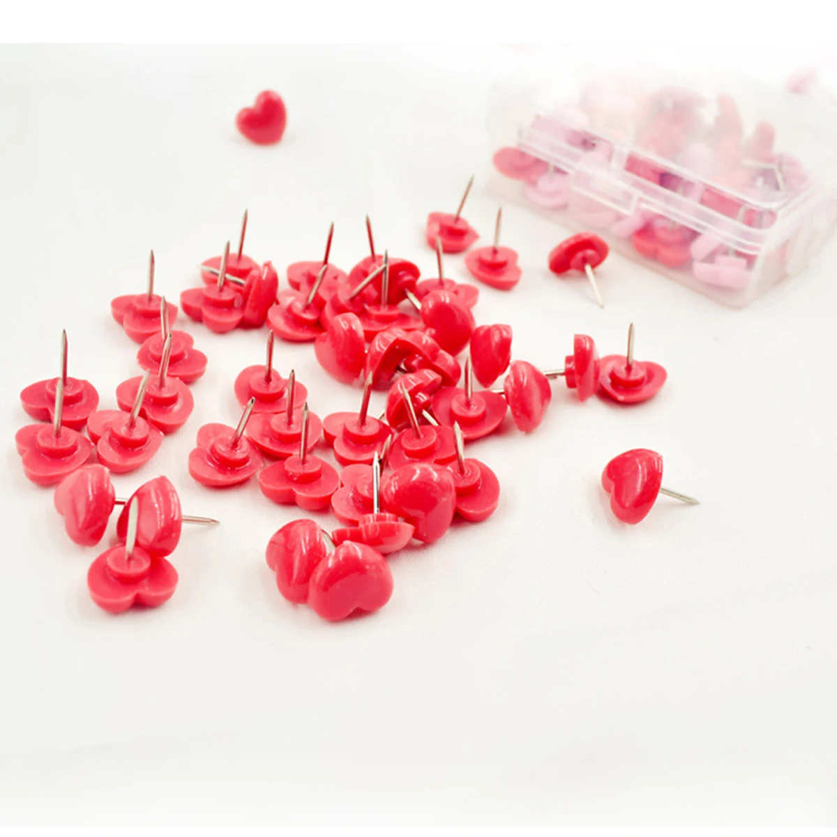 

50pcs Heart Shaped Push Pins Thumb Tacks Decorative Drawing Pins for Cork Board Bulletin School Office Supplies Creative Design