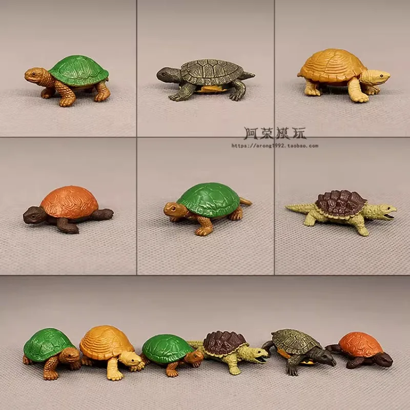 Tartaruga pintada tampando tartaruga figuras de ação brinquedos répteis microscópicos modelo carro interior desktop ornamento acessórios
