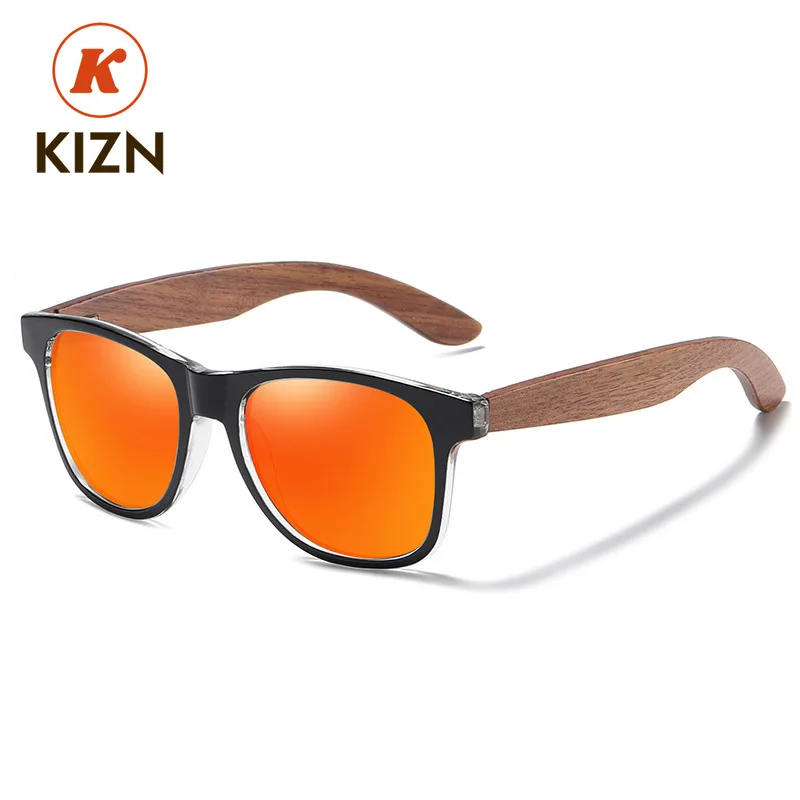 KIZN Wood Myopia Sunglasses Square Polarization UV400 Optics Eyewear -0.50 to -10 Prescription Available for Men And Women