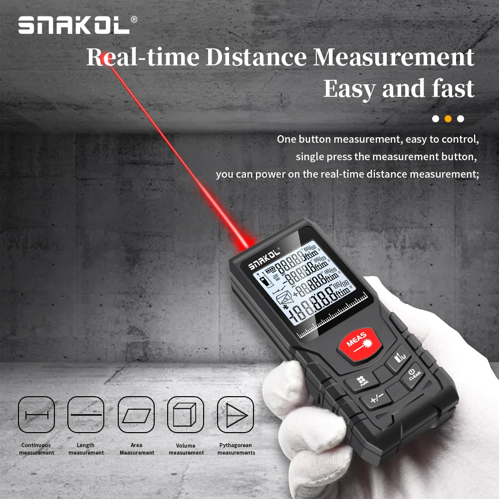 Imagem -05 - Digital Range Finder Snakol Laser Tape Measure Laser Distância Medidor Rangefinder Régua Test Tools 50m 70m 100m 120m Profissional