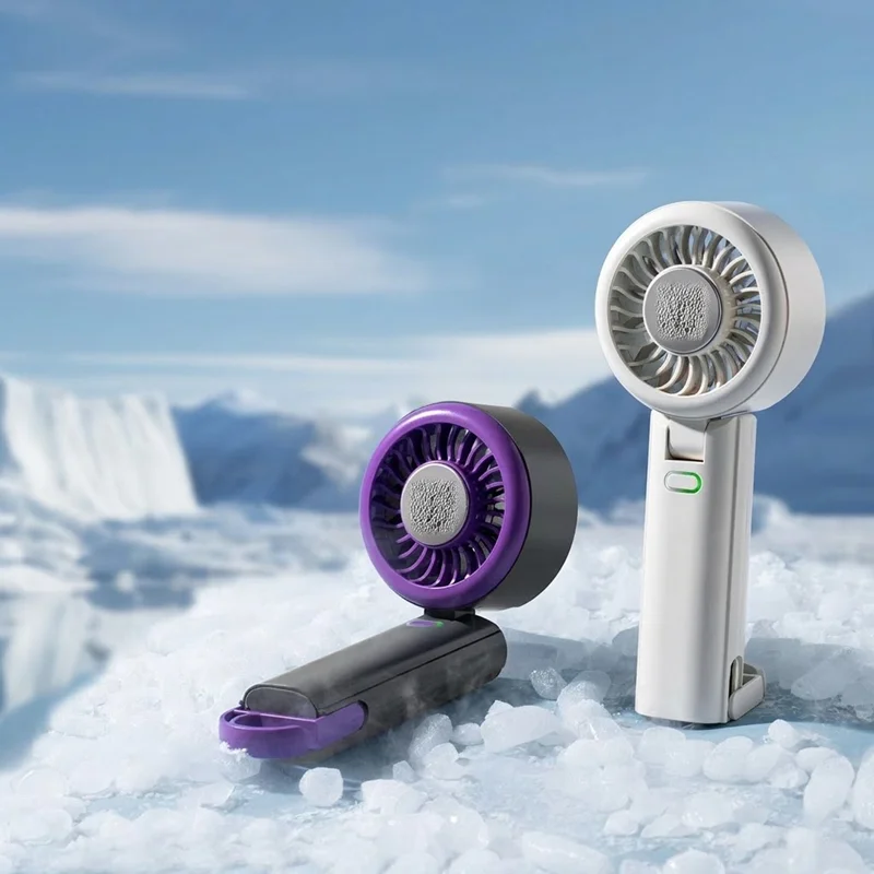 

3-in-1 Semiconductor Cooling Fan Portable Handheld Turbo Fan Foldable Neck Mini Fan USB Rechargeable Air Cooler for Outdoor