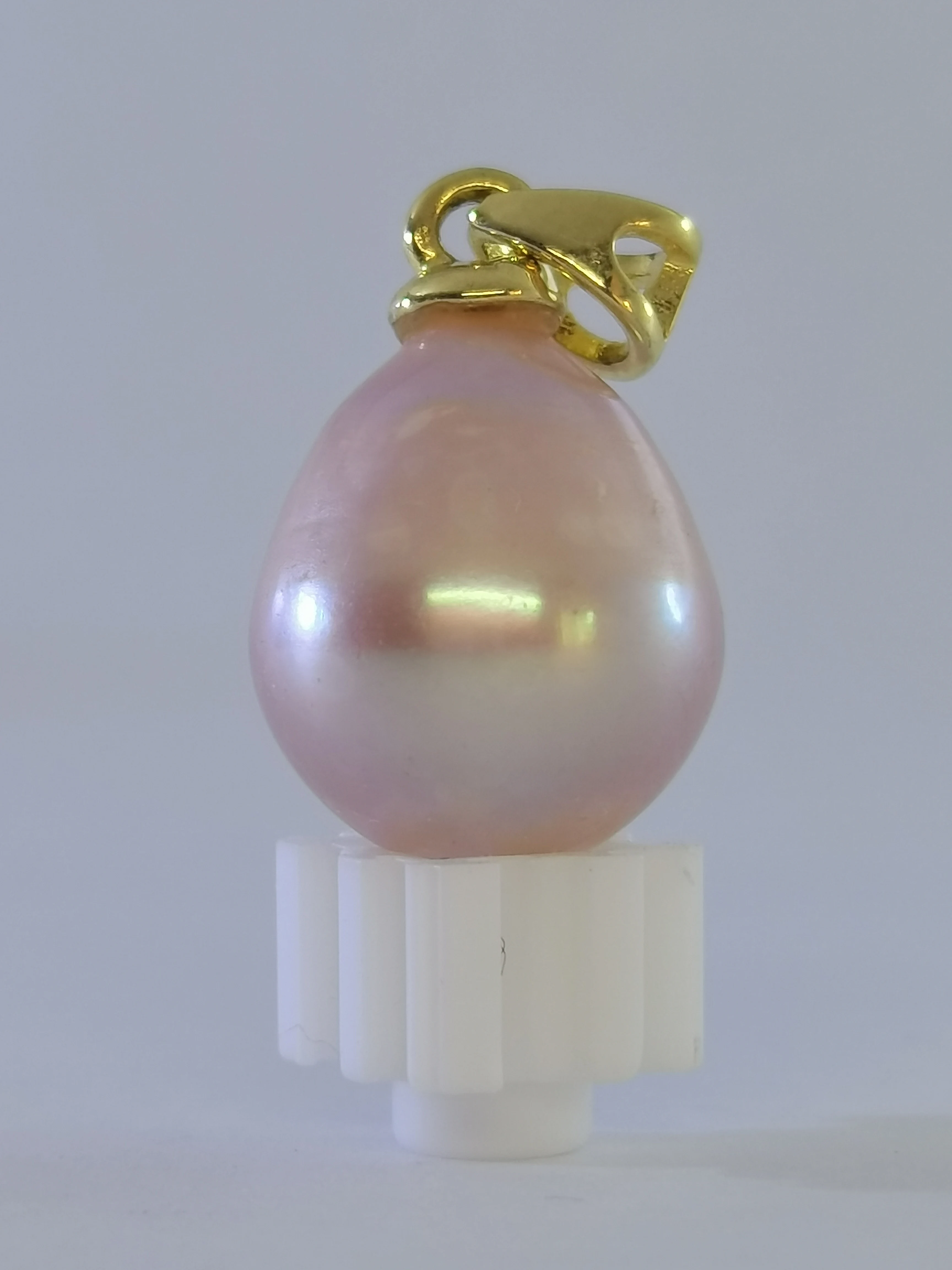 HUGE NICE 11-13mm Natural South Sea Pink Pearl Pendant 14K Yellow Gold Physical photos