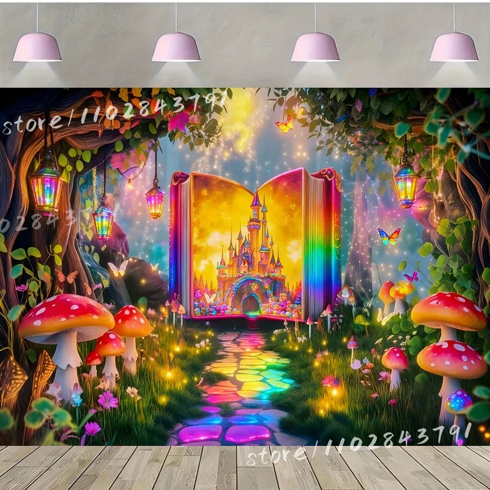 Castle Turret Ivy Cloud Wildflower Firefly Photography Background Enchanted Tree Rainbow Arch Brook Studio Backdrops CT-02