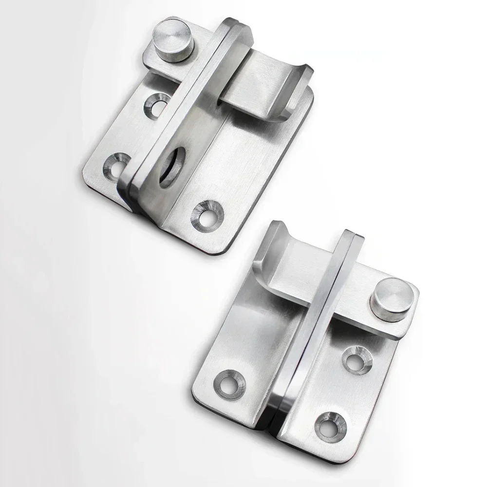 1pc Free Punching Door Bolt Cabinet Drawer Lock Stainless Steel Buckle Pin Hardware Accessories Home Improve Home Security