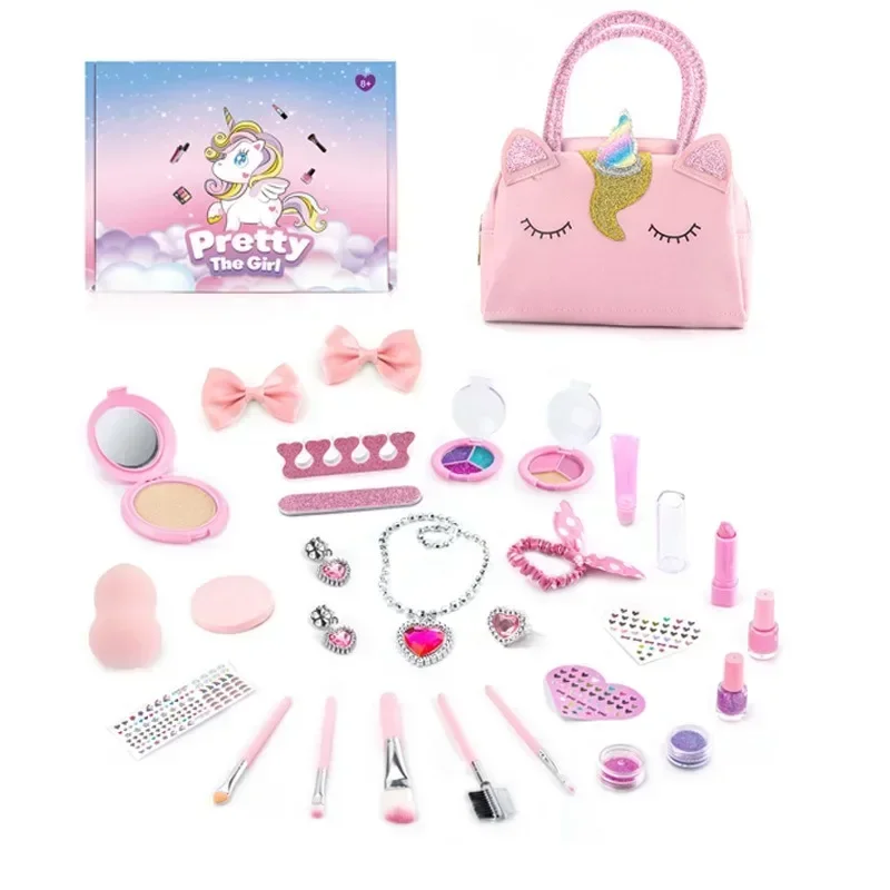 Kosmetik Spielzeug Set Kinder Make-Up Set Sicher Waschbar Prinzessin Schönheit Pretend Spielen Spielzeug Set Tasche Nagellack Echt Make-Up Kit