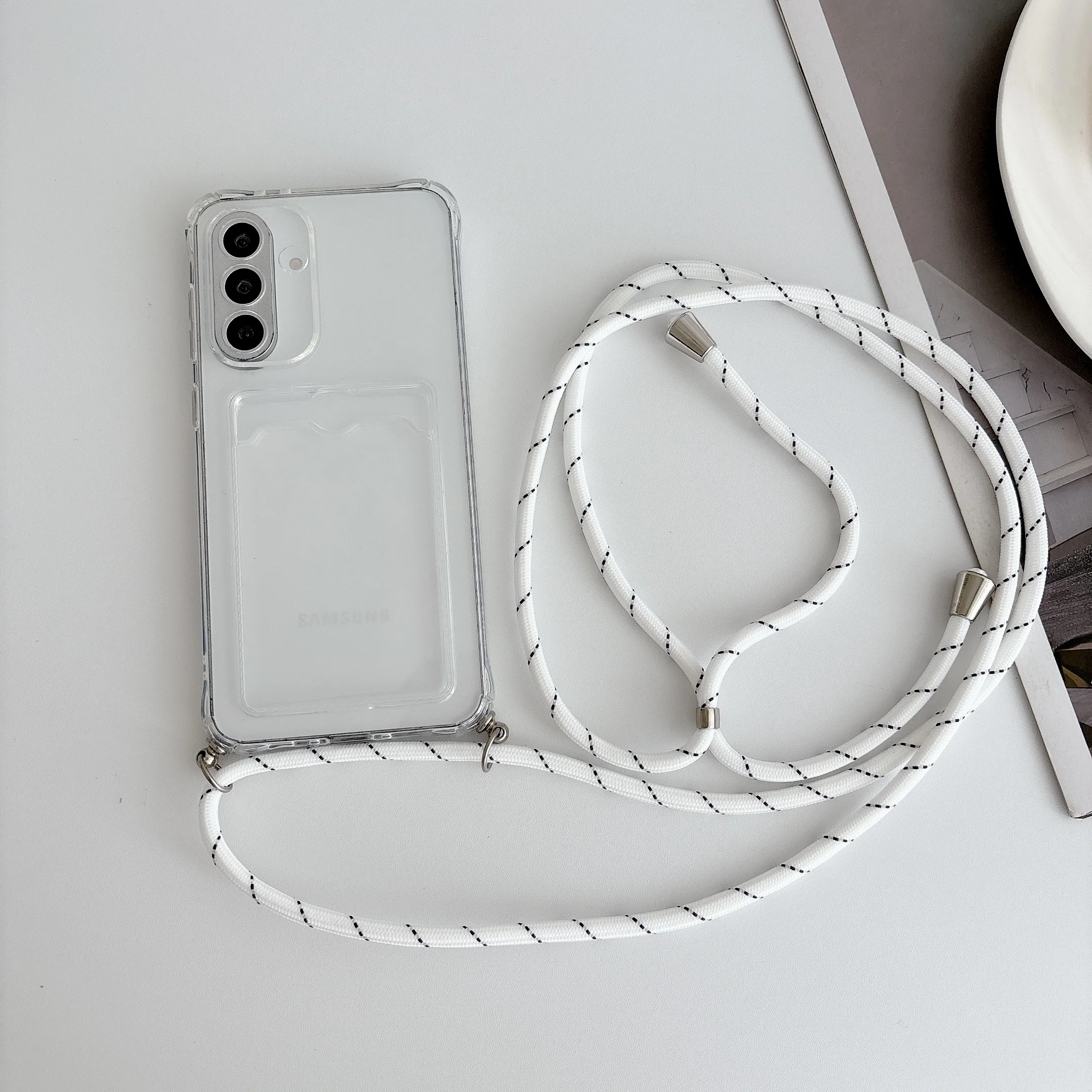 With Card Slot Clear Phone Case For Samsung Galaxy S26 S25 S24 S23 S22 S21 S20 Plus Edge FE 2022 5G Crossbody Lanyard Back Cover view 5