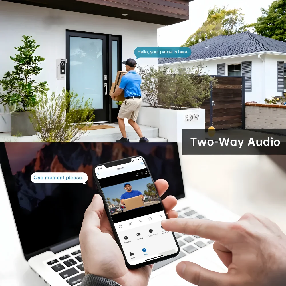 7 Inch Smart Video Intercom Tuya 1080P Wireless Houses Doorbell Camera Two Doors Unlock Video Door Entry Phone System for Home