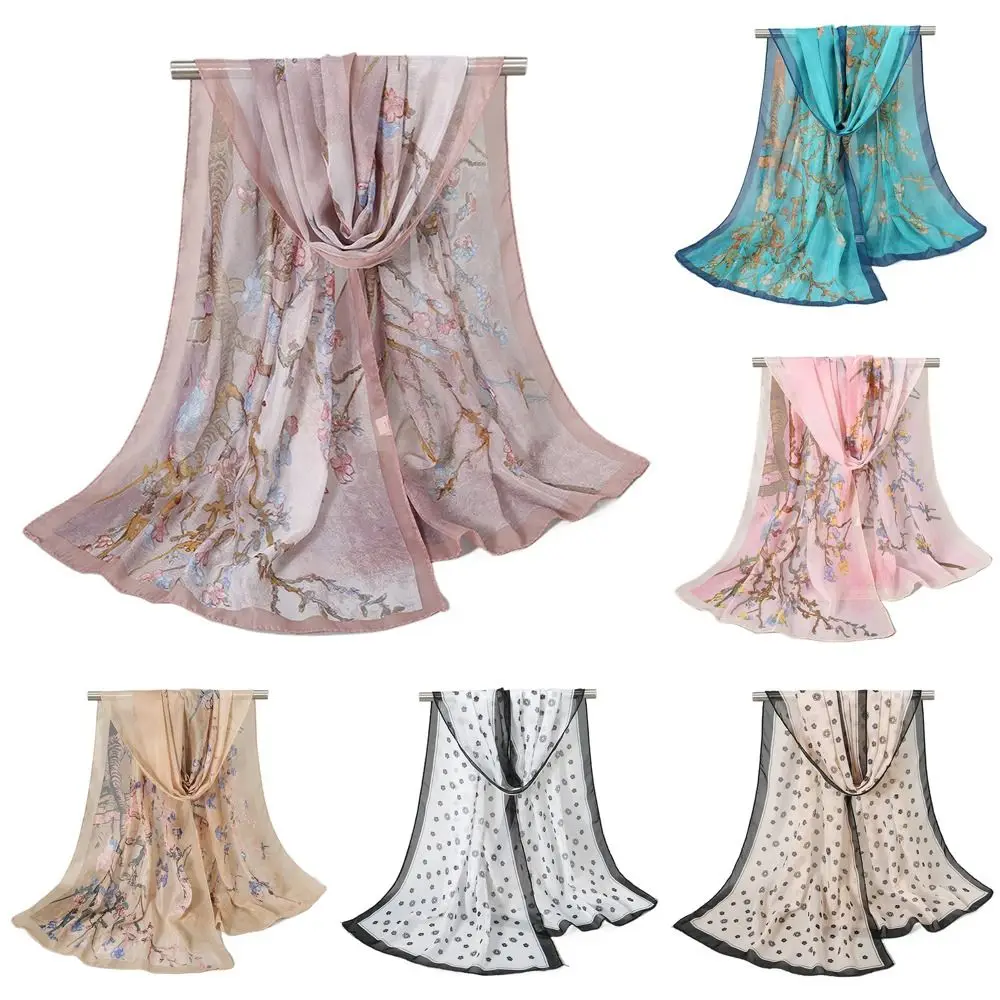 

New Floral Printing Chiffon Scarf Thin Soft Shawl Silk Long Beach Scarves