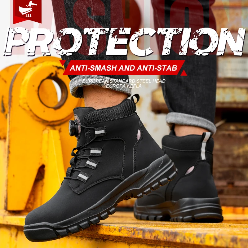 Work Safety Shoes Men CE Certified Steel Toe Safety Shoes Non Slip Lightweight Steel Toe Anti-Slip Women\'s Protection Work Boots