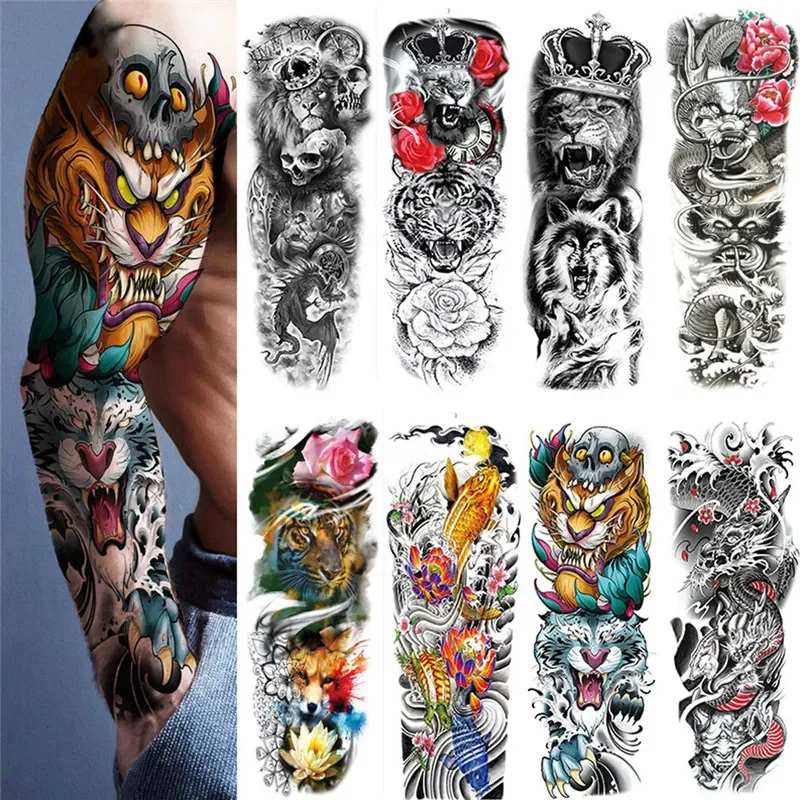 Waterproof Temporary Tattoo Sticker Totem Geometric Full Arm Large Size Sleeve Tatoo Fake tatto flash tattoos for men women