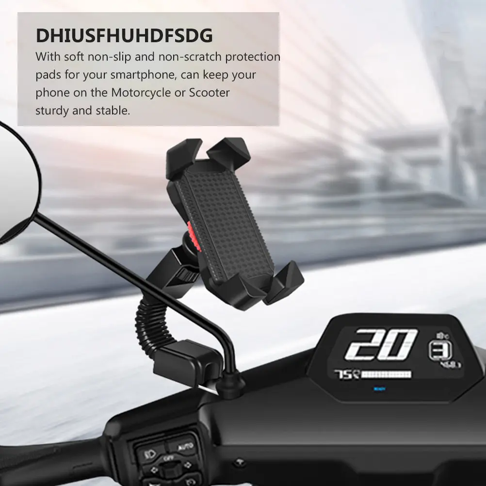 

360 Degree Rotating Motorcycle Rearview Mirror Phone Holder for 3.5-5 Inch Smartphones GPS Devices Electric Bike Scooter