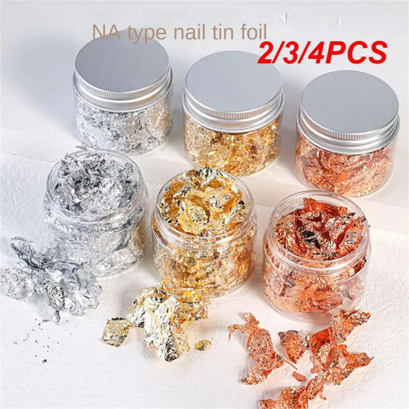 2/3/4PCS Nail Polish Gel Decoration Gold Silver Tin Foil Fragments Sticker Sequins Maiye Nail Accessories Gold Foil Paper