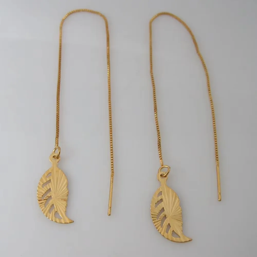 EIGHT STYLES YELLOW GOLD PLATED LONG EARRING LETTER D STAR LEAF CAT LOVE KEY BALL DANGLE EARRING
